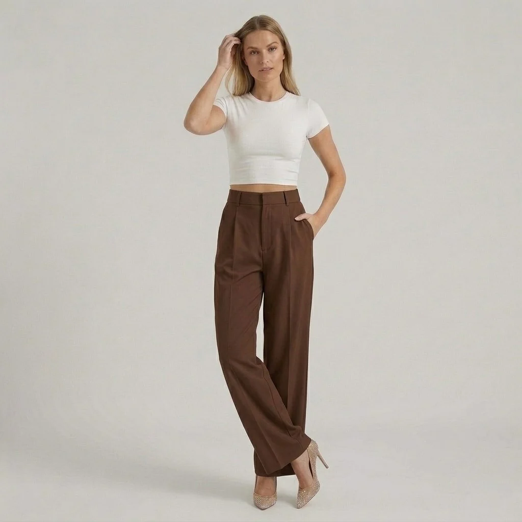 Pantaloni Eleganti da Donna a Gamba Larga – Pantaloni Vita Alta Casual Chic - Image 7