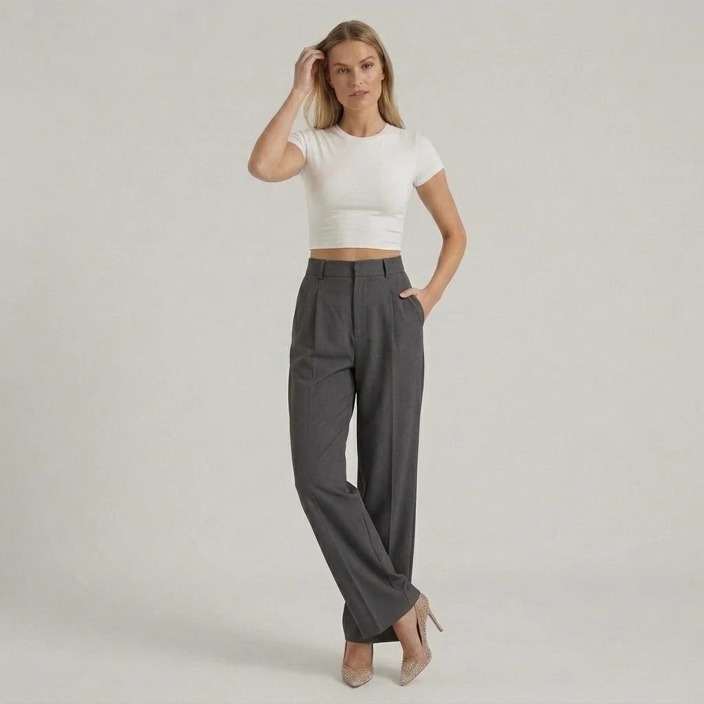 Pantaloni Eleganti da Donna a Gamba Larga – Pantaloni Vita Alta Casual Chic - Image 8