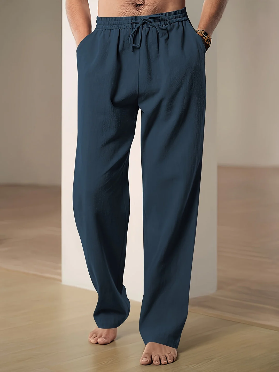 Pantaloni in lino estivi da uomo – Vestibilità comoda con coulisse elastica - Image 7