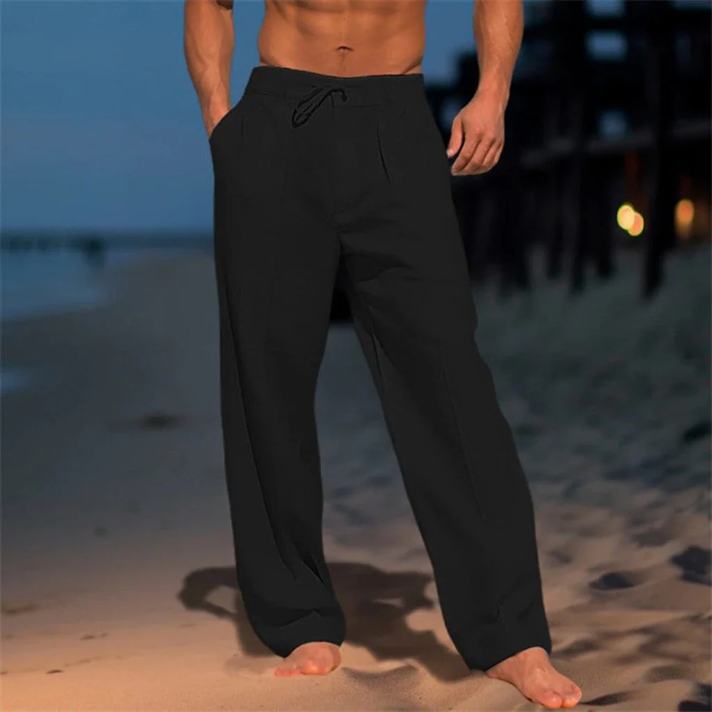 Pantaloni in Lino Relaxed Fit con Coulisse - Image 3