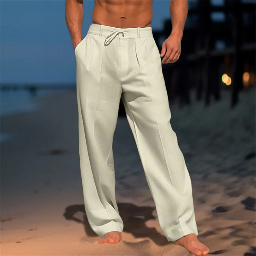 Pantaloni in Lino Relaxed Fit con Coulisse - Image 4