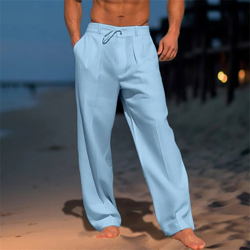 Pantaloni in Lino Relaxed Fit con Coulisse - Image 5