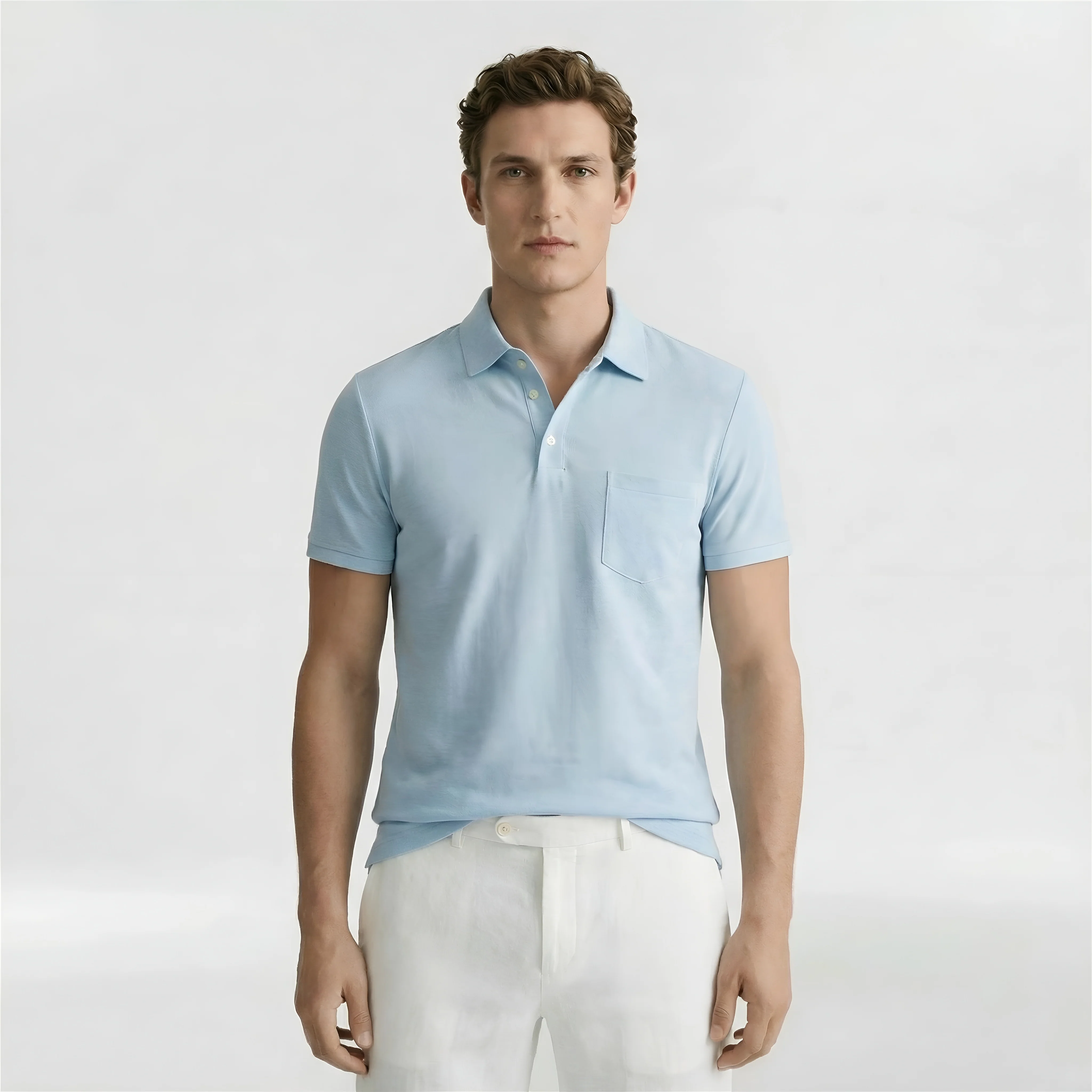 Polo Uomo Maniche Corte in Cotone Maglia Polo Casual con Colletto Bottoni Uomo - Image 4