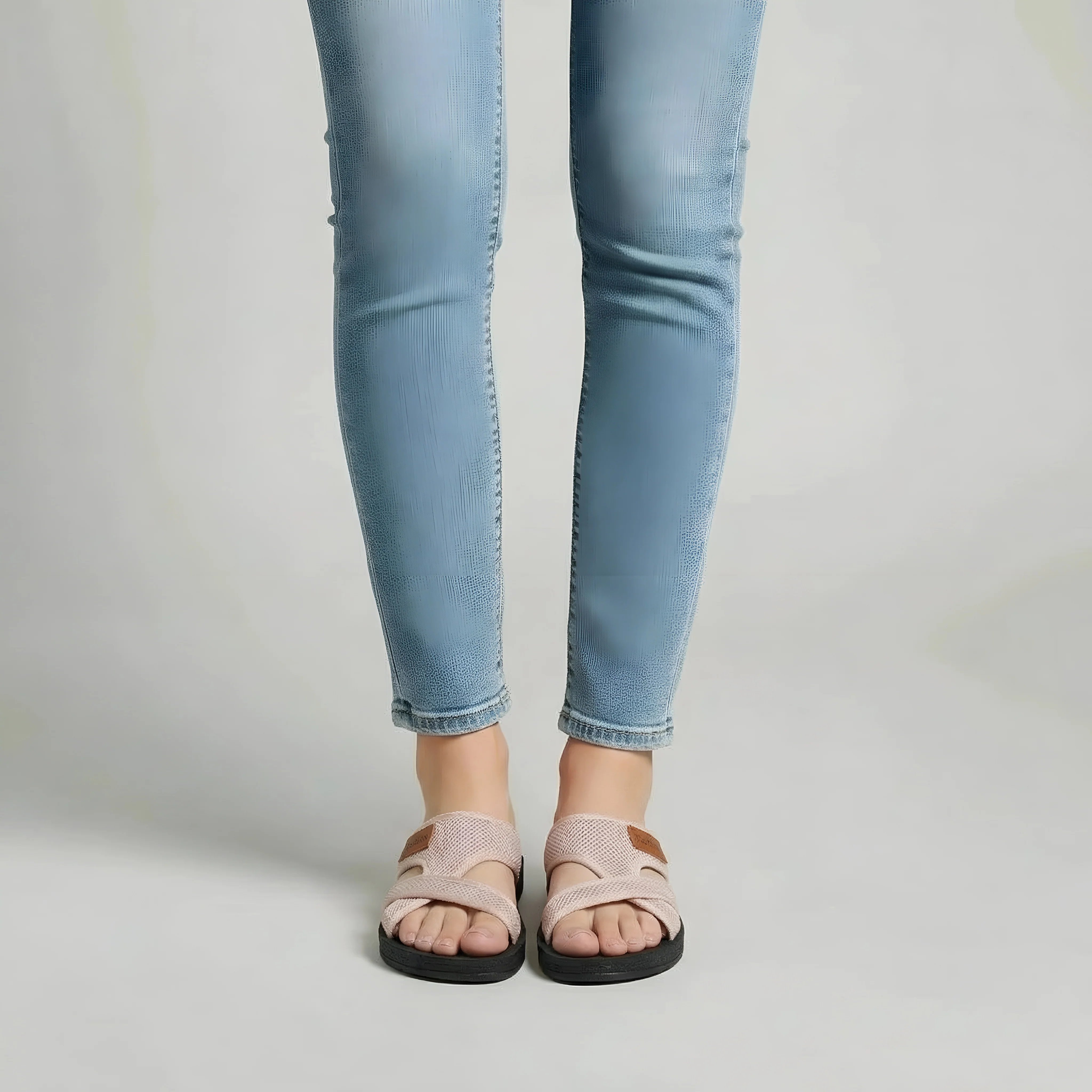 Sandali Donna Infradito Casual con Fasce in Tessuto Ciabatte Estive Suola Gomma