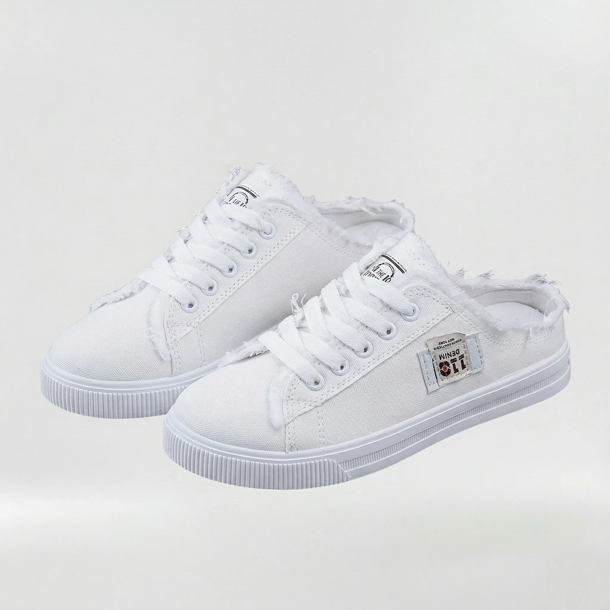 Sneakers Donna Casual in Tela con Lacci Scarpe Basse Estive Comode Senza Tallone