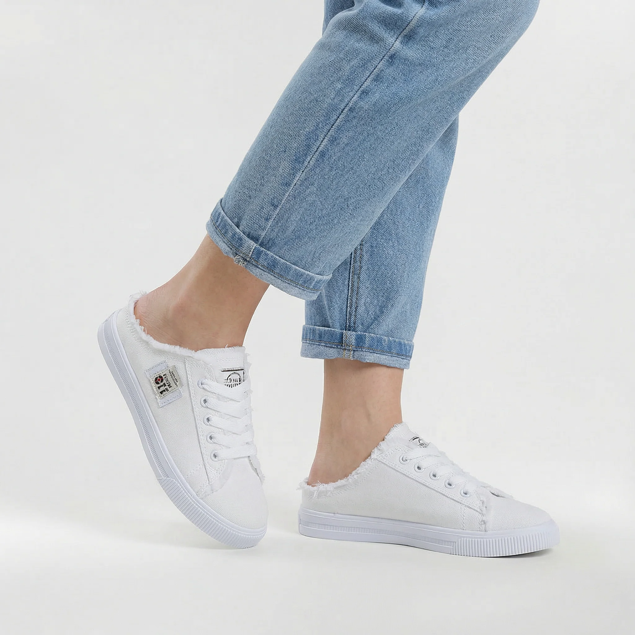 Sneakers Donna Casual in Tela con Lacci Scarpe Basse Estive Comode Senza Tallone - Image 6
