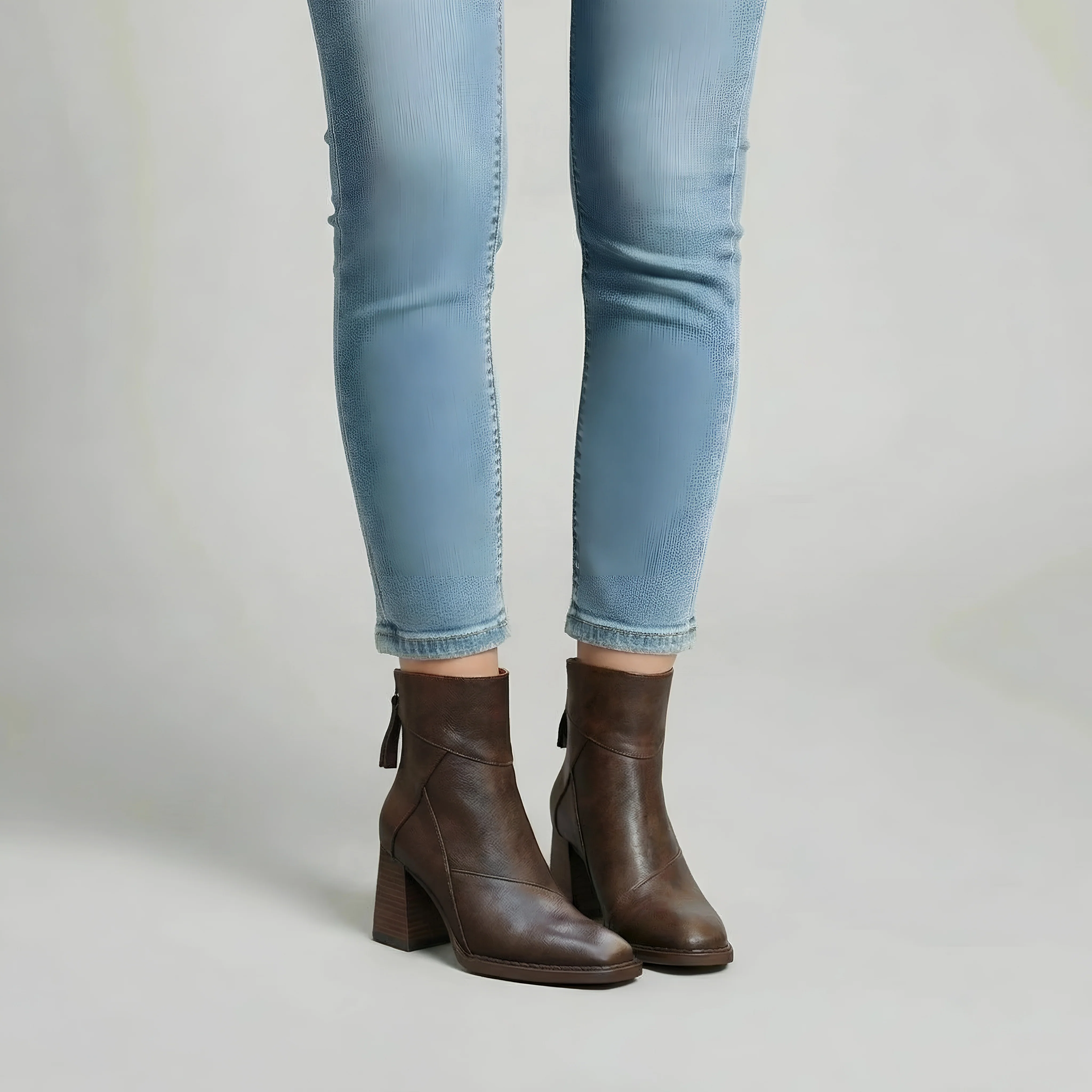Stivaletti donna con tacco largo e zip laterale, stivali corti eleganti - Image 4