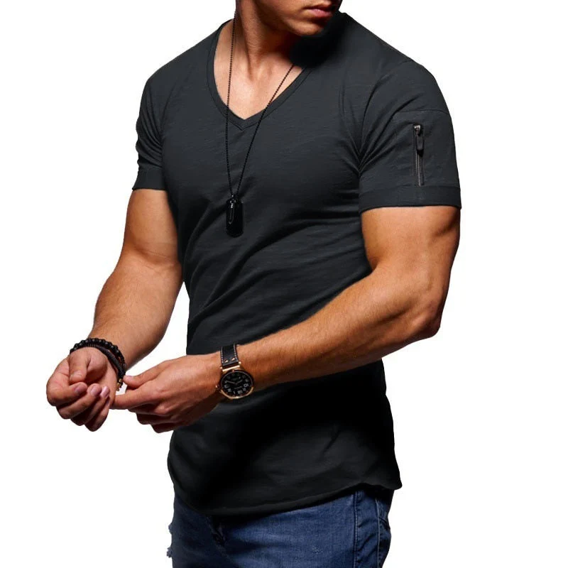T-shirt da uomo con scollo a V in tessuto traspirante - Image 6