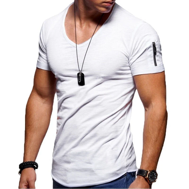 T-shirt da uomo con scollo a V in tessuto traspirante - Image 7