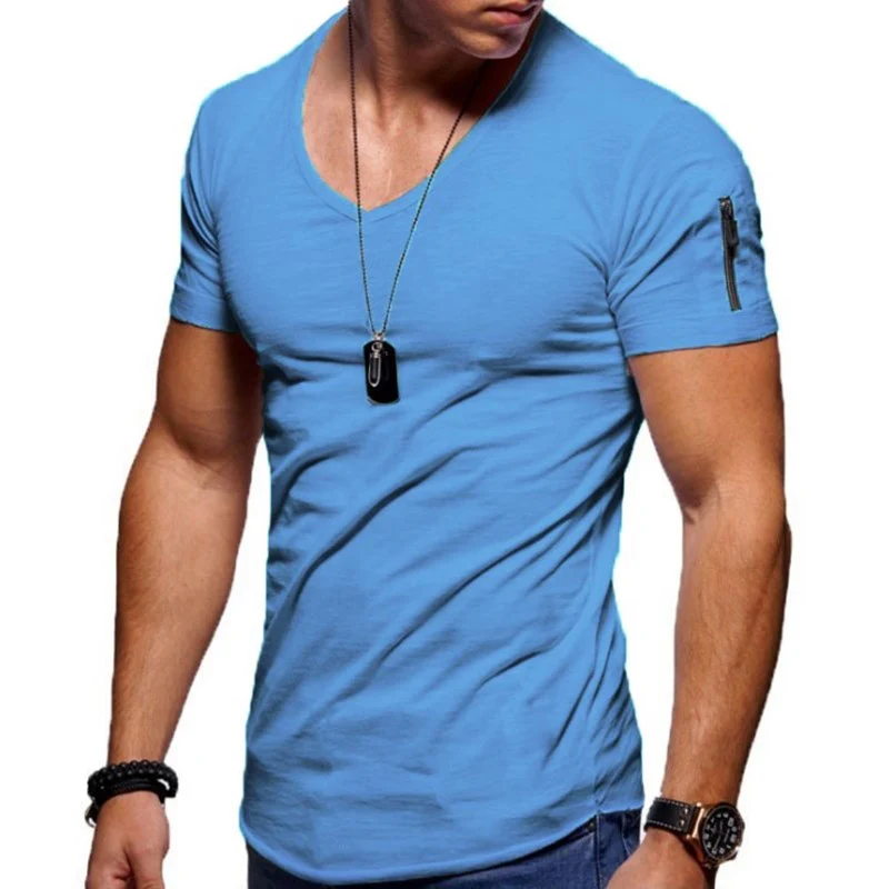 T-shirt da uomo con scollo a V in tessuto traspirante - Image 8
