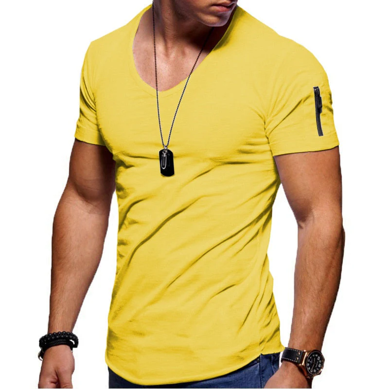 T-shirt da uomo con scollo a V in tessuto traspirante - Image 9