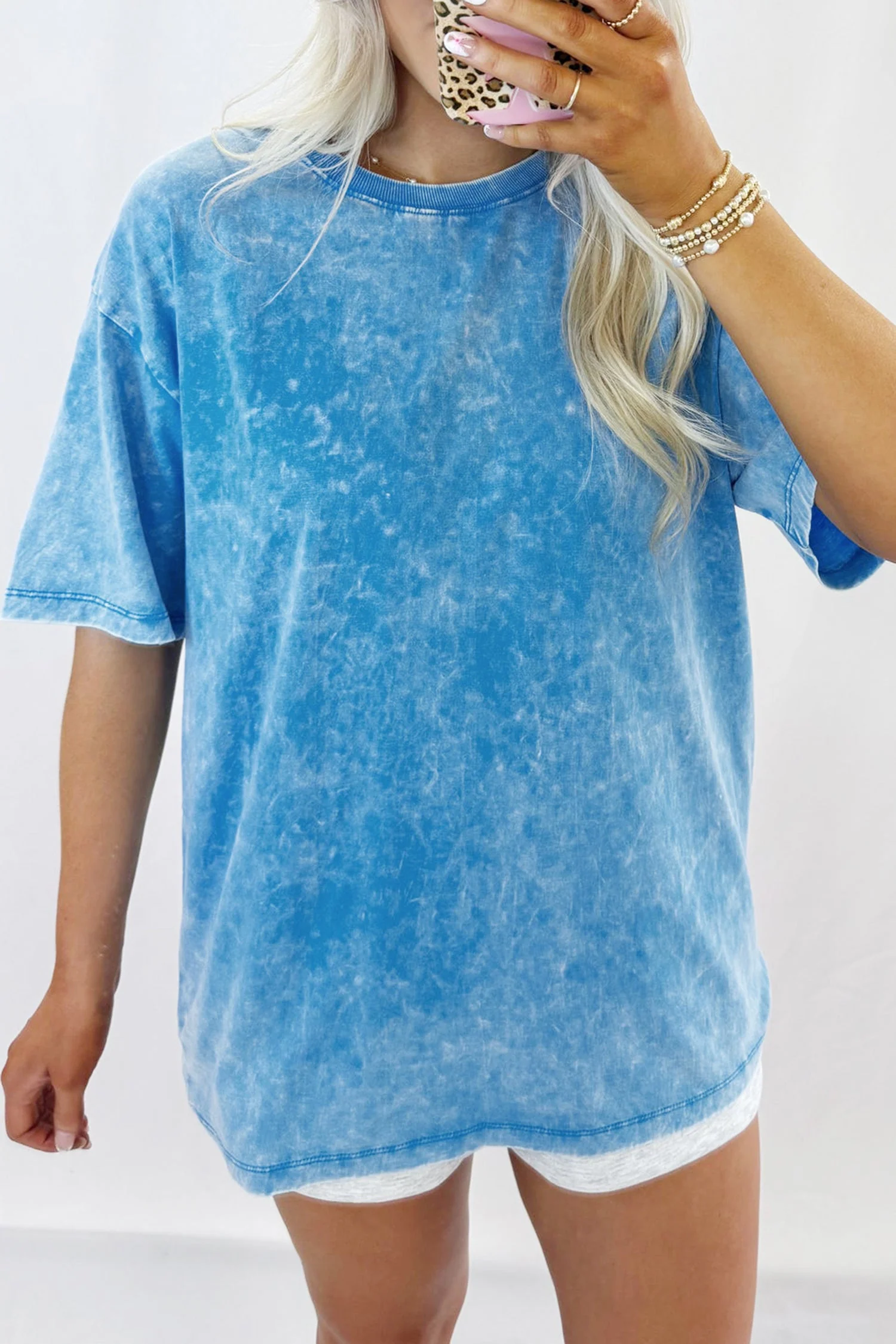 T-shirt Oversize Blu Effetto Lavaggio Minerale