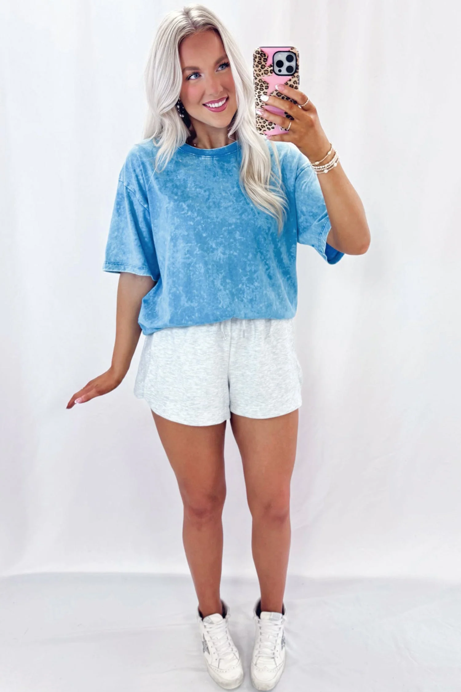 T-shirt Oversize Blu Effetto Lavaggio Minerale - Image 4