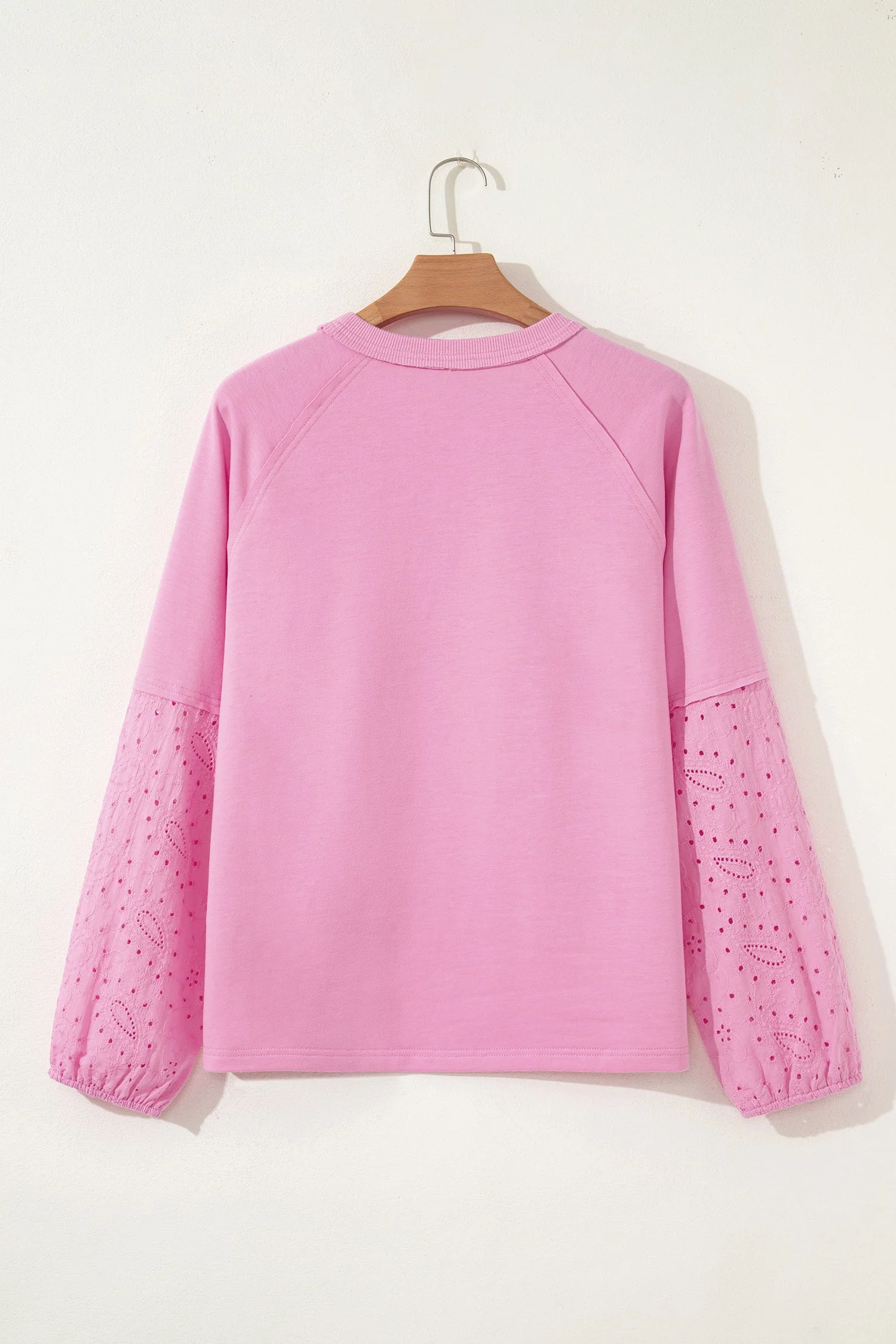 Top Patchwork Rosa con Motivo Paisley, Cuori di San Valentino e Ricamo Inglese a Maniche Lunghe - Image 3