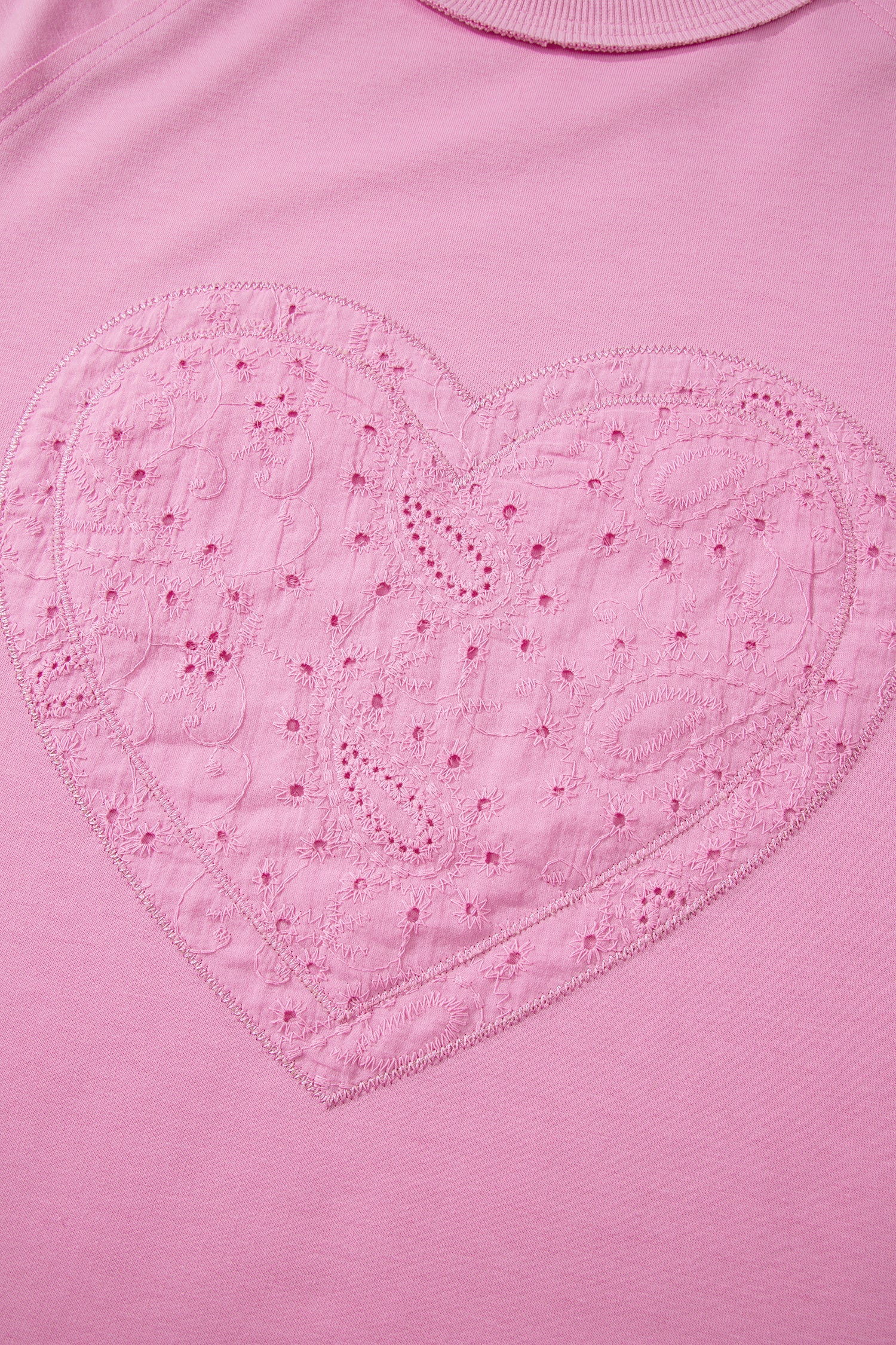 Top Patchwork Rosa con Motivo Paisley, Cuori di San Valentino e Ricamo Inglese a Maniche Lunghe - Image 5