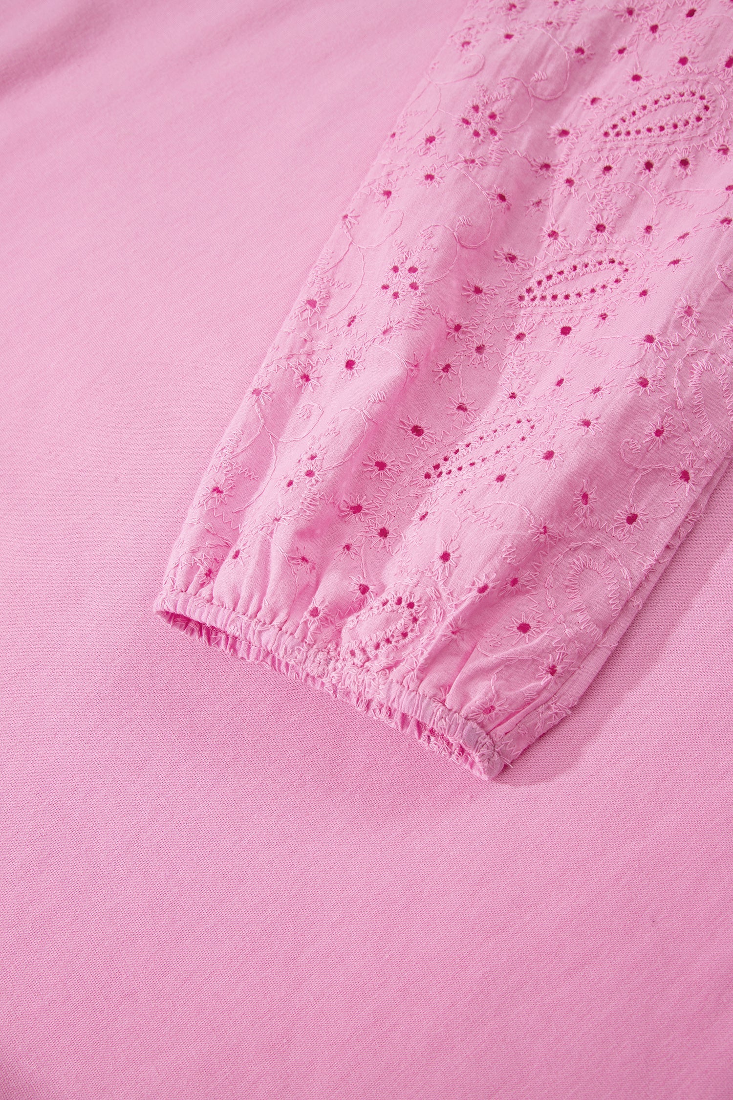 Top Patchwork Rosa con Motivo Paisley, Cuori di San Valentino e Ricamo Inglese a Maniche Lunghe - Image 8