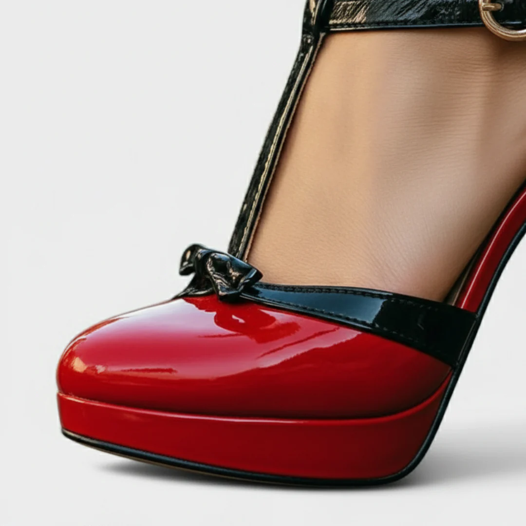 Vera | Scarpe con Tacco a Plateau Donna con Cinturino a T e Dettaglio Fiocco - Image 10