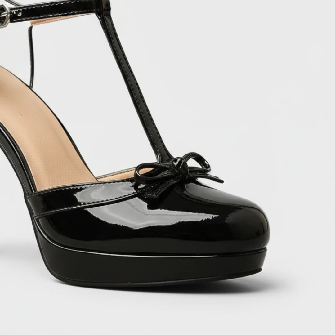 Vera | Scarpe con Tacco a Plateau Donna con Cinturino a T e Dettaglio Fiocco - Image 12