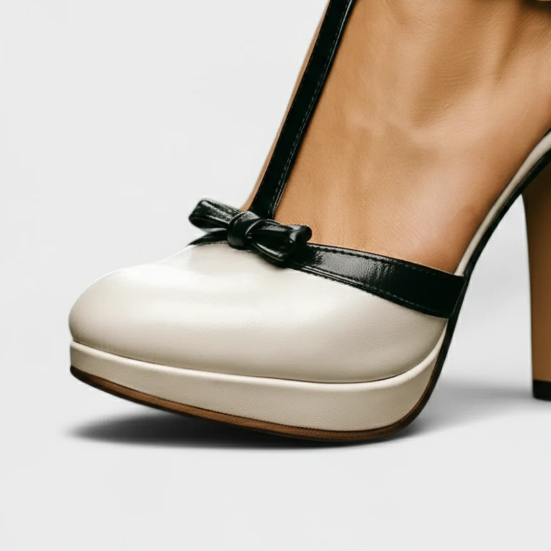 Vera | Scarpe con Tacco a Plateau Donna con Cinturino a T e Dettaglio Fiocco - Image 8