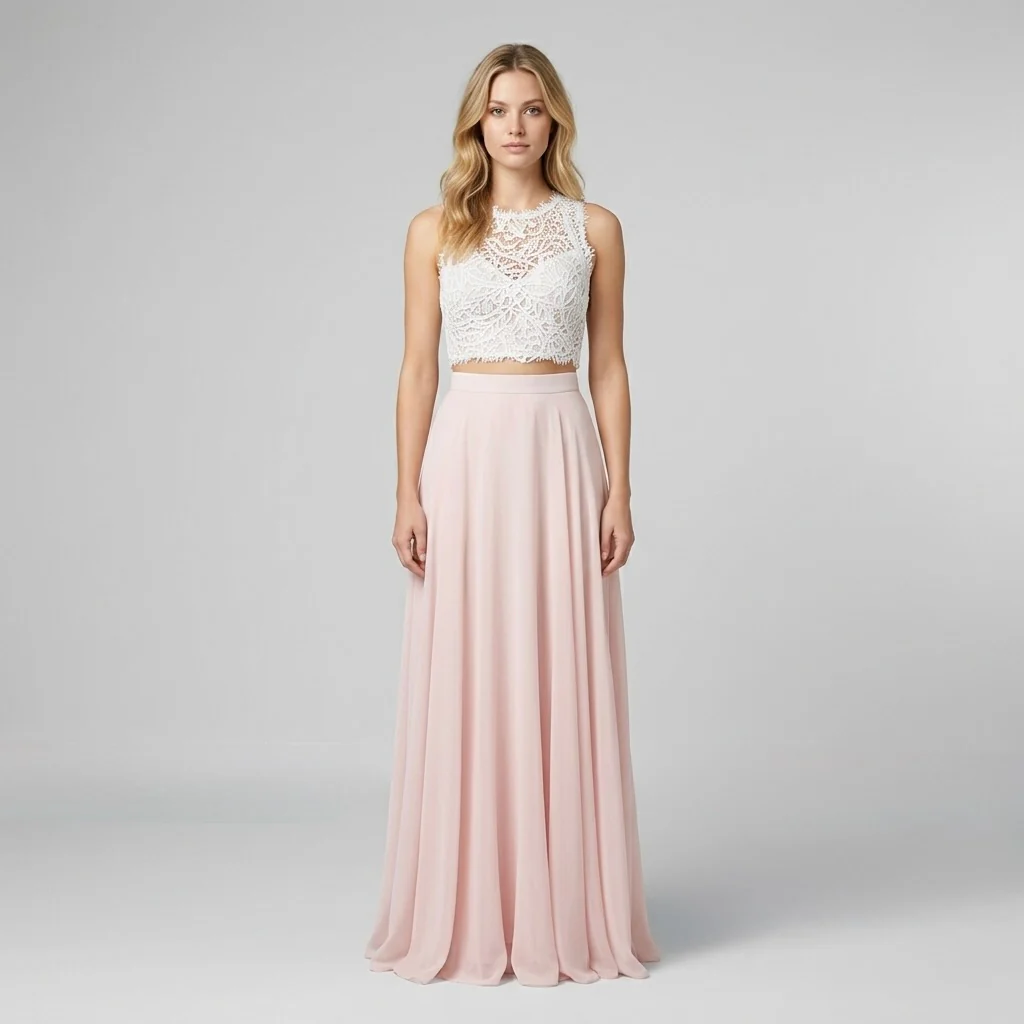 Vestito lungo elegante da donna stile serata fluido e sofisticato