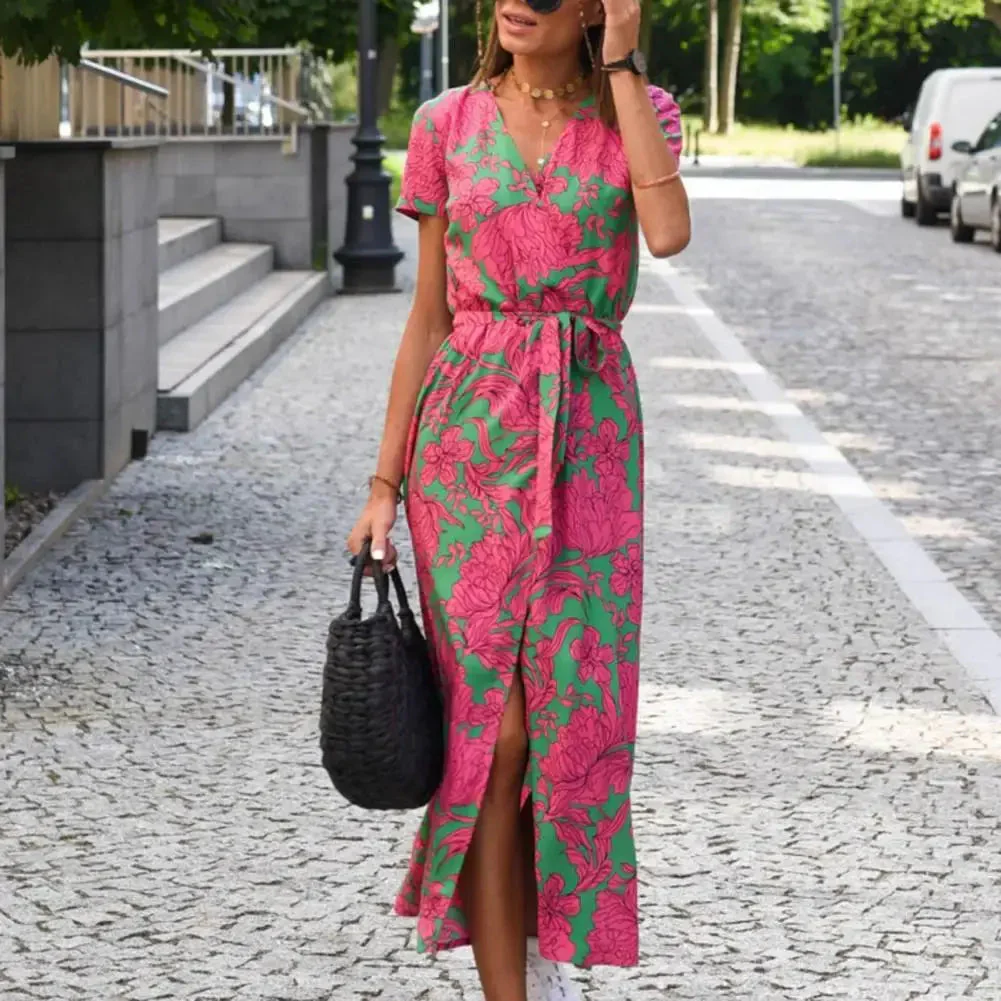Vestito a portafoglio con stampa floreale da donna - Image 8