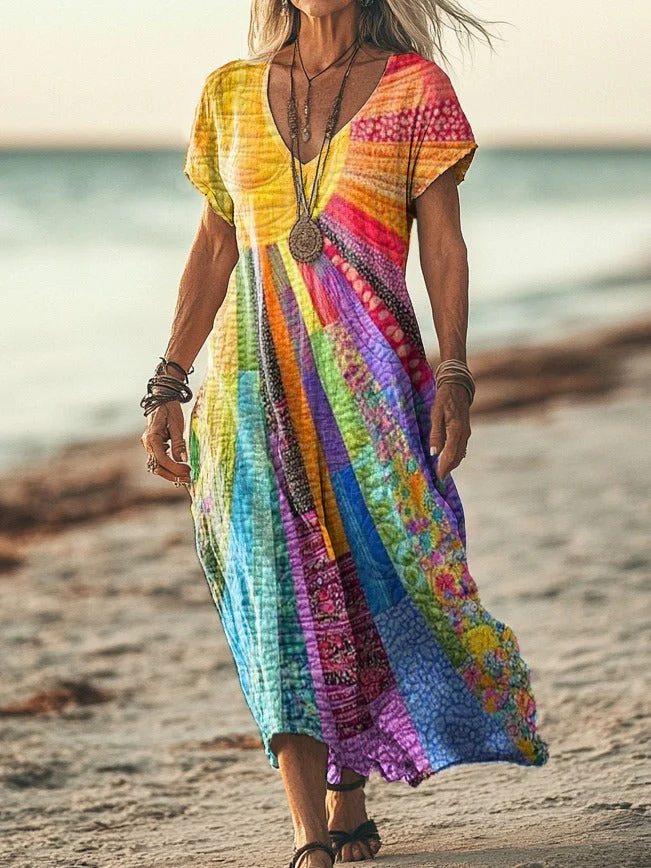 Vestito Boho-Chic con Motivo Solare - Image 2